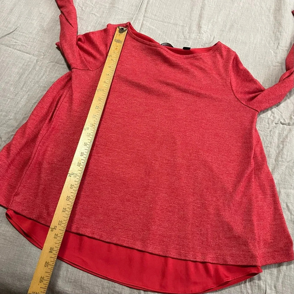 LANDS END Split Back Knit sweater Size Small Rich red long sleeve lined holiday - Picture 6 of 6